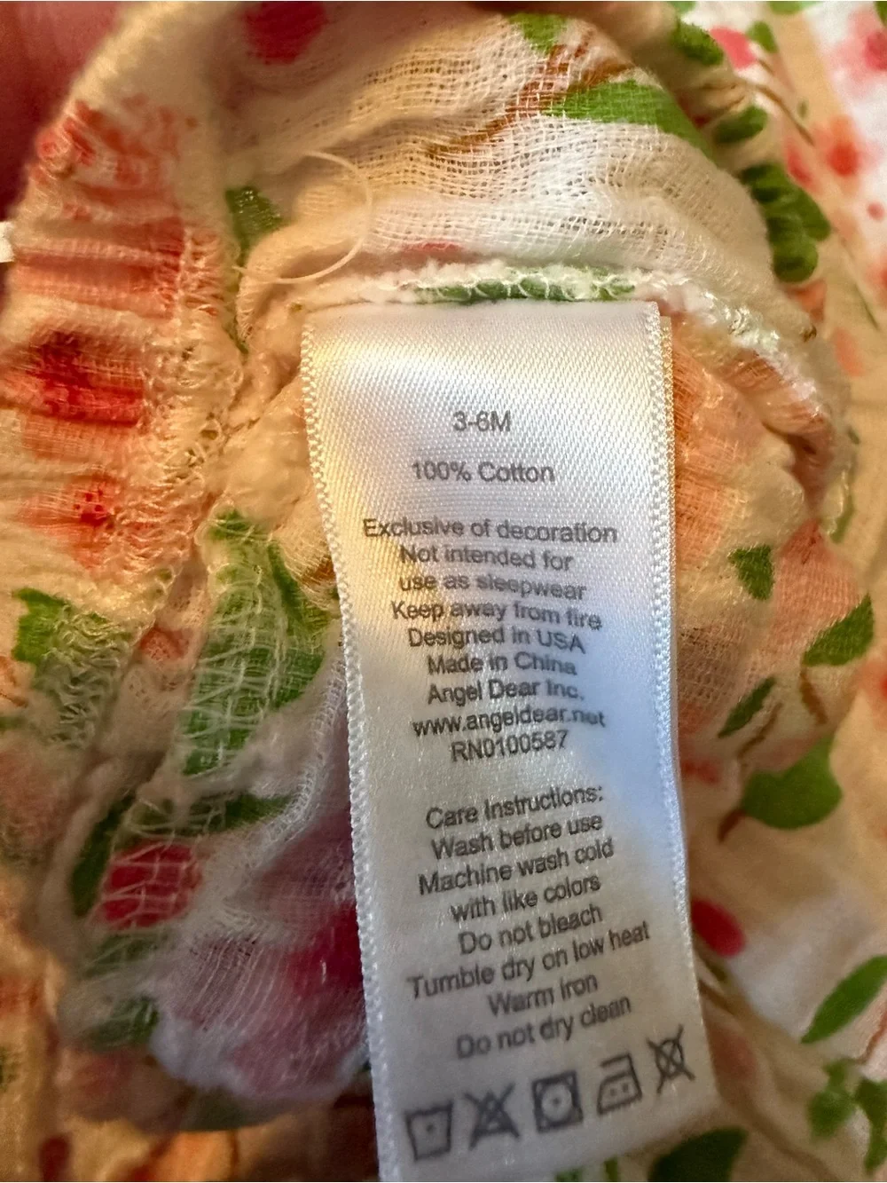 Angel Dear White Floral Dress & Bloomers in Pink and Green